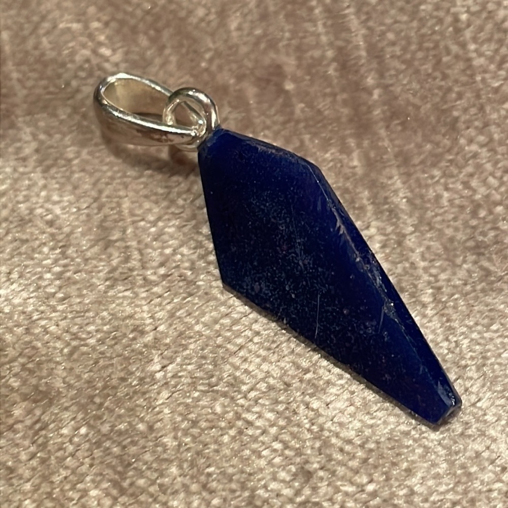Lapis Lazuli Geometric Shaped Minimalist Sterling Silver Pendant 925